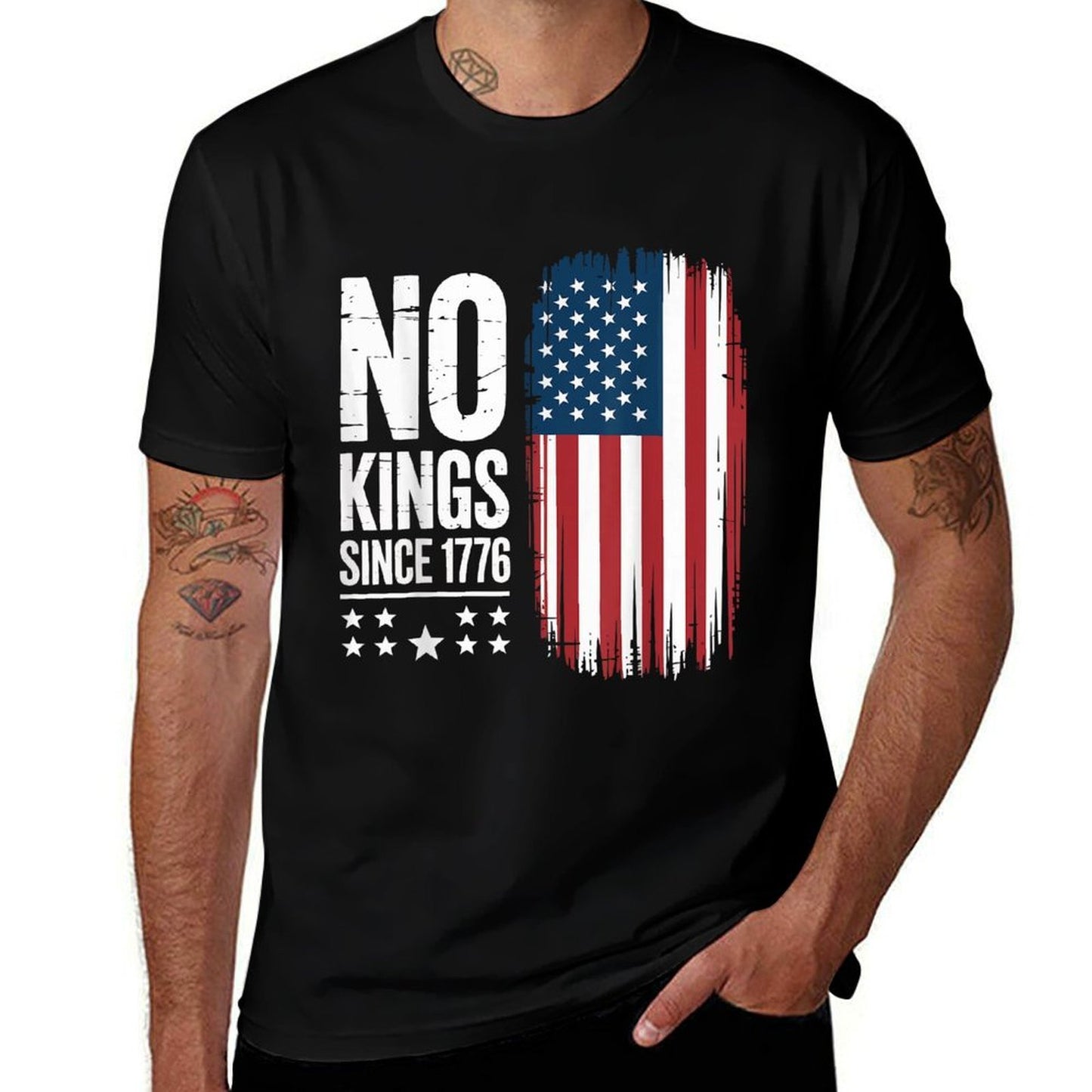 No Kings in America Since 1776 Independence Day  Wrinkle-resistant T-Shirt