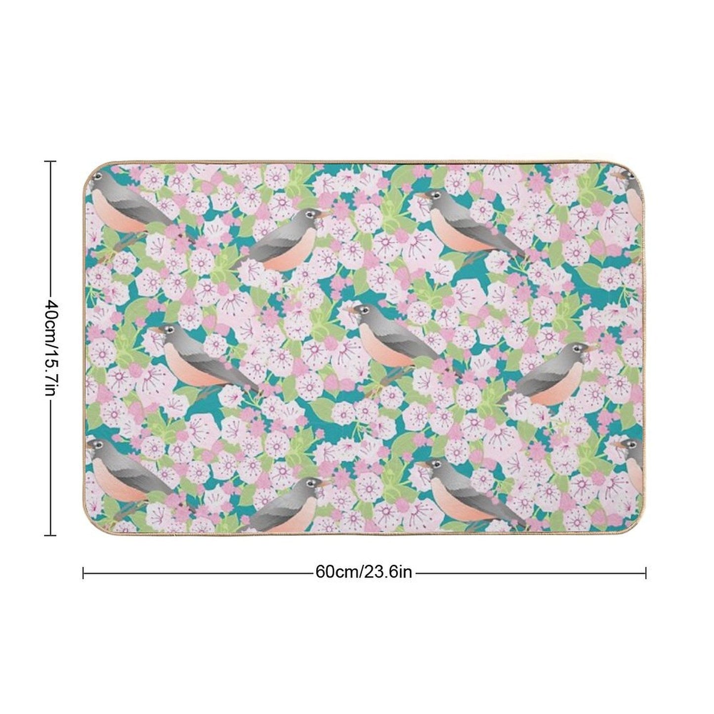 Conneticut State Flower And Bird  Non-Slip Bath Mat