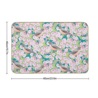 Conneticut State Flower And Bird  Non-Slip Bath Mat