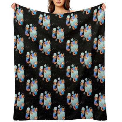 Red Space Pandas Gift-ready Throw Blanket