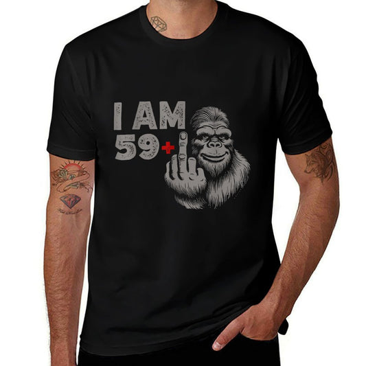 I Am 59 Plus Bigfoot Sasquatch Funny 60th Men's Birthday  Cotton T-Shirt