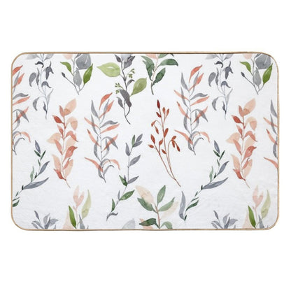 Watercolor Pattern with Leaves  Stain-Proof Bath Mat