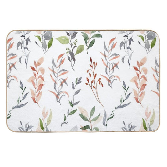 Watercolor Pattern with Leaves  Stain-Proof Bath Mat