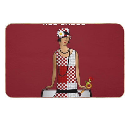 Vintage Red Rose Label Vodka Alcoholic Beverages Flapper Roaring Twenties Jazz Age White Advertising Poster  Posters for Bar, K  Versatile Bath Mat