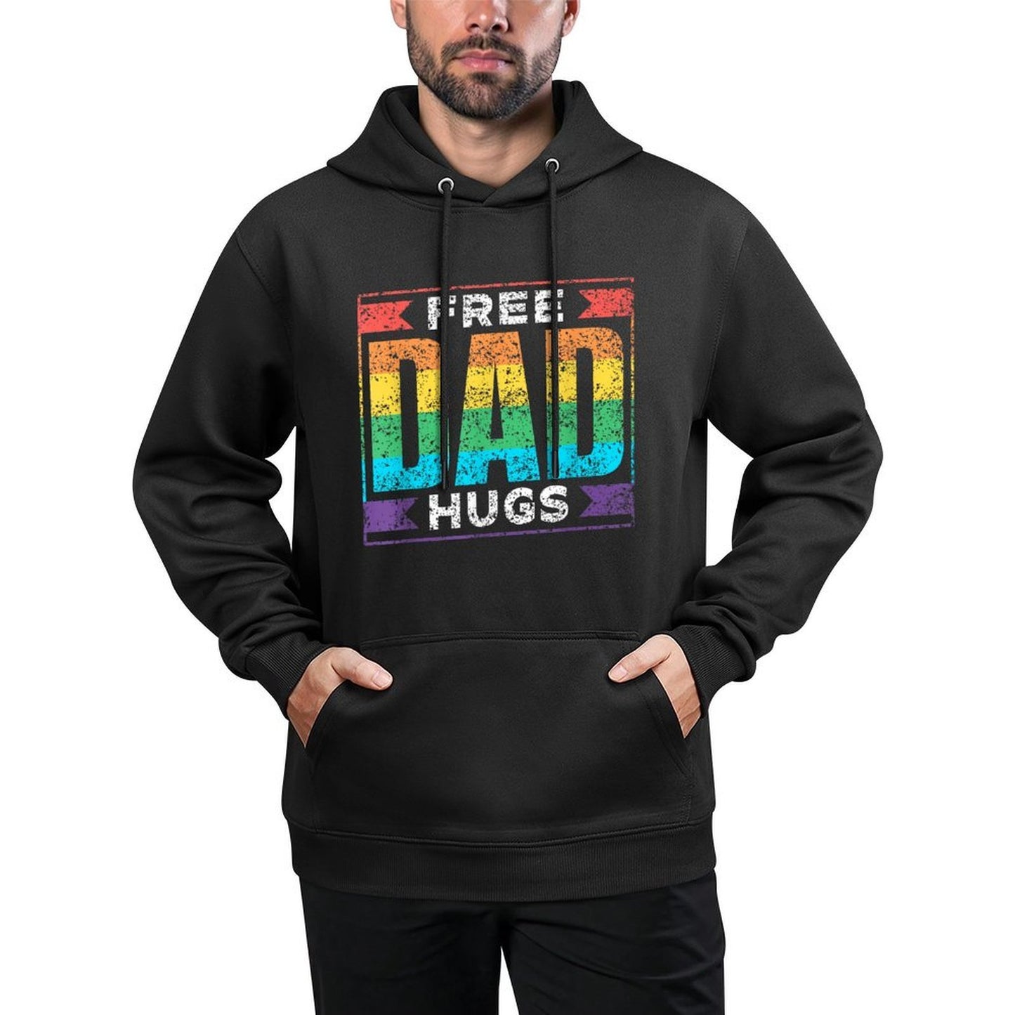 Free Dad Hugs Gay Rainbow Pride Lgbtq Proud Father Daddy Colorfast Hoodie