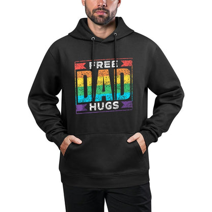 Free Dad Hugs Gay Rainbow Pride Lgbtq Proud Father Daddy Colorfast Hoodie
