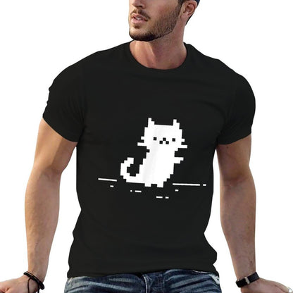 Cute Cat Minimal Pixel Art Nostalgic Retro 8-bit Gamer  Easy-care T-Shirt