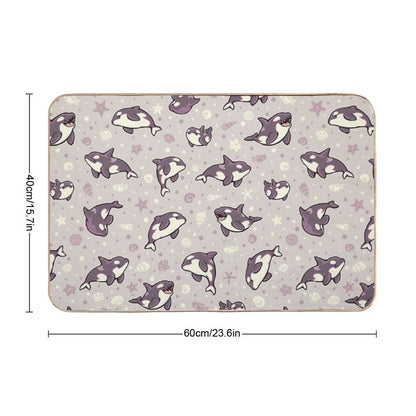 Jelly Bean Orcas  Easy Maintenance Bath Mat
