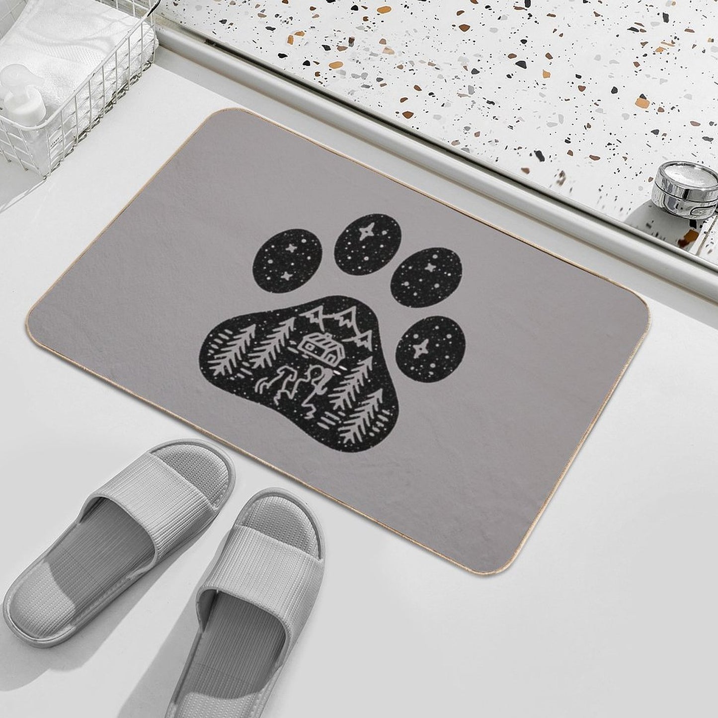 Dog Paw Camping Best Gift for Puppies Lover  Dirt-Trapping Bath Mat