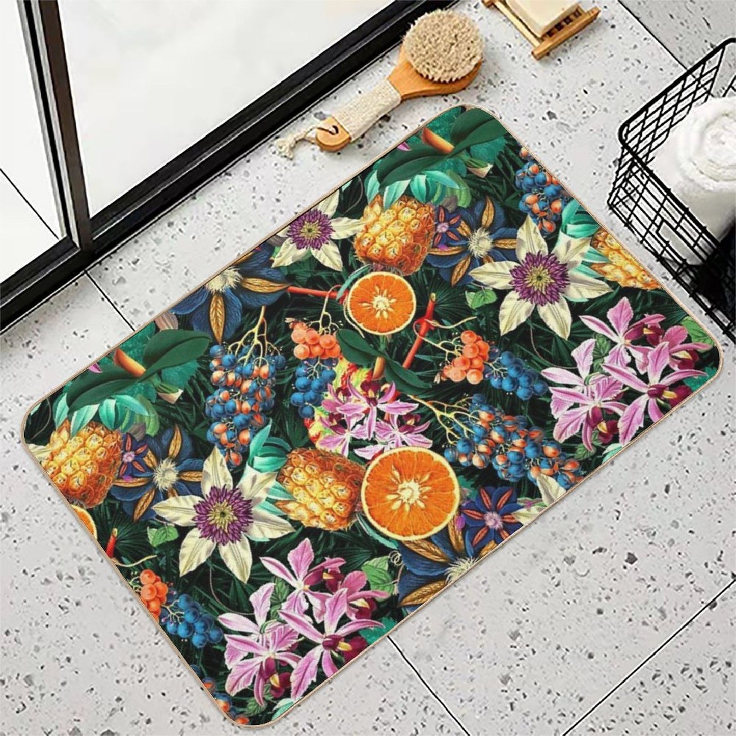 Tropical Orange Garden  Multi-Purpose Bath Mat