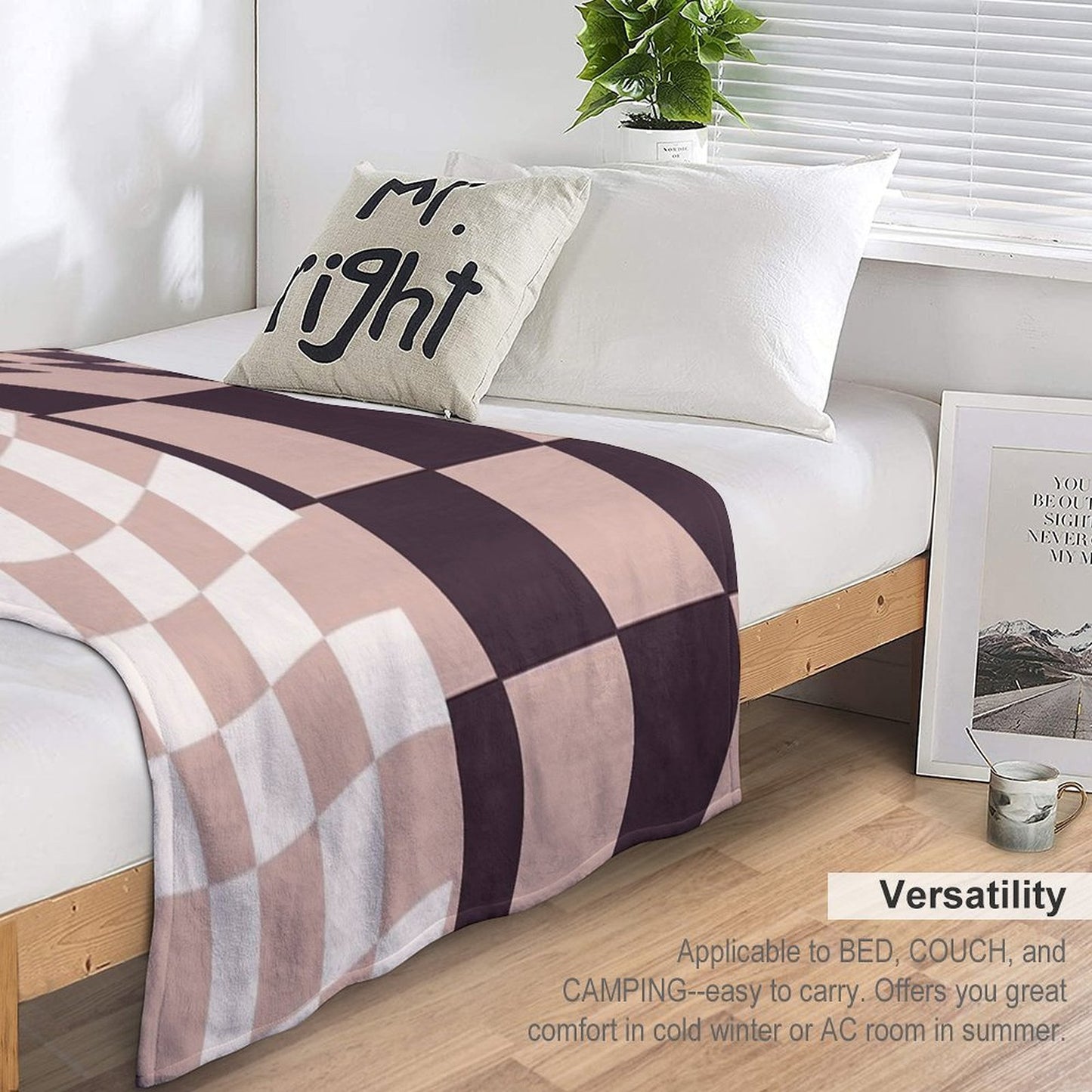 Checkerboard Pattern, Pink, Wavy Easy Care Throw Blanket