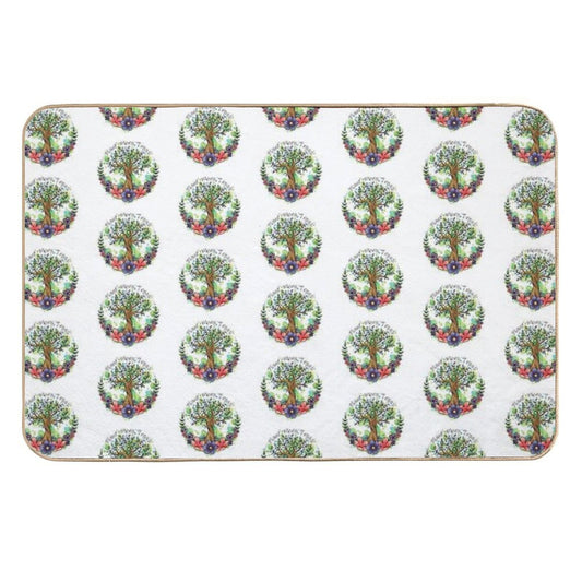 Green Trees And Flowers Eco Design  Stain-Proof Bath Mat