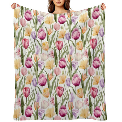 Colourful Tulips Sustainable Throw Blanket