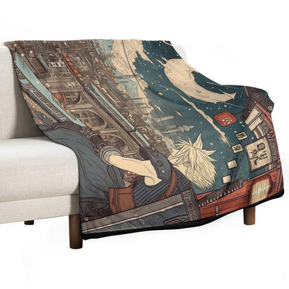 Traditional Cloud Machine-washable Throw Blanket