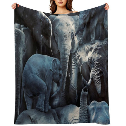 Elephants Plush Throw Blanket