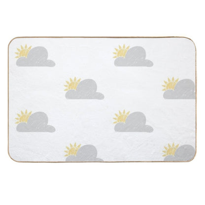 Sunny Grey Skies Sketch  Pattern  Absorbent Bath Mat