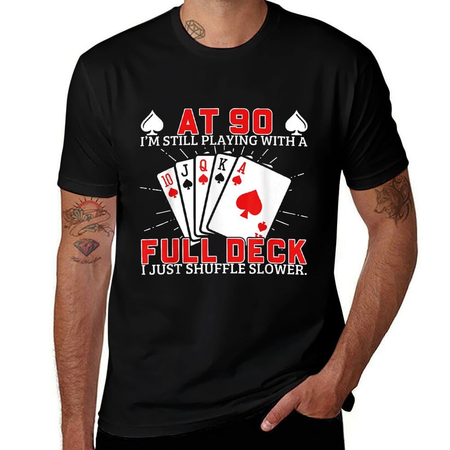 Funny 90Th Birthday Idea For Poker Enthusiasts  Moisture-wicking T-Shirt