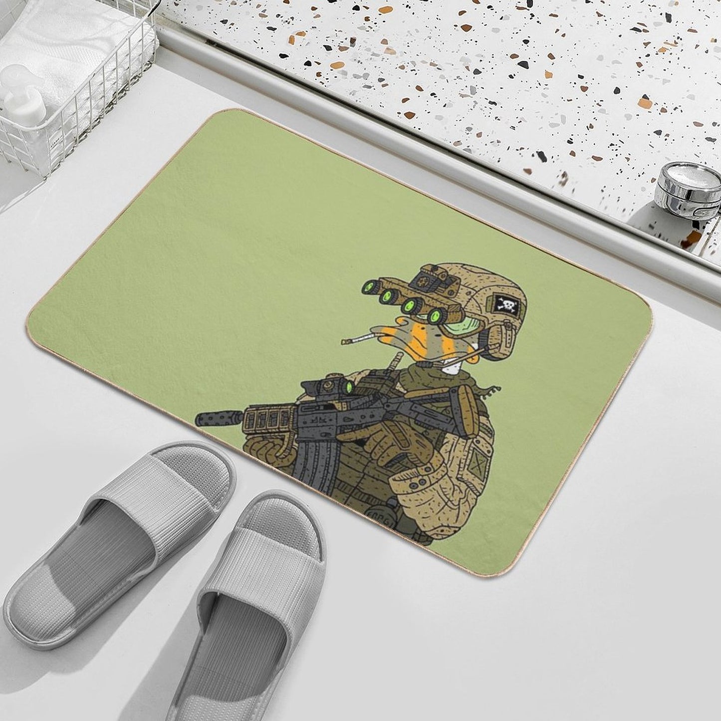 Special Forces Duck. Army Soldier.  Dirt-Trapping Bath Mat