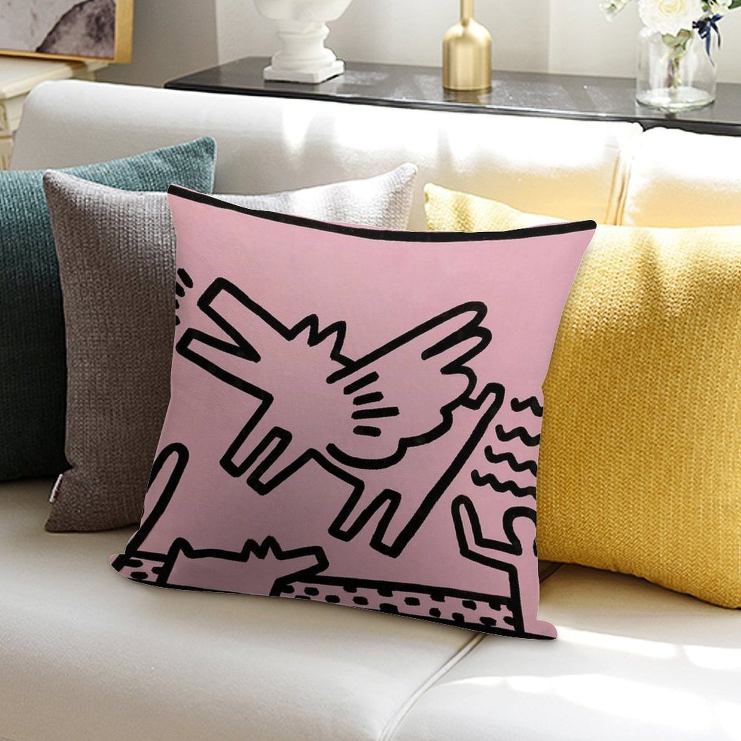 Colorful People Pop Art Soft Luxury Feel Throw Pillow