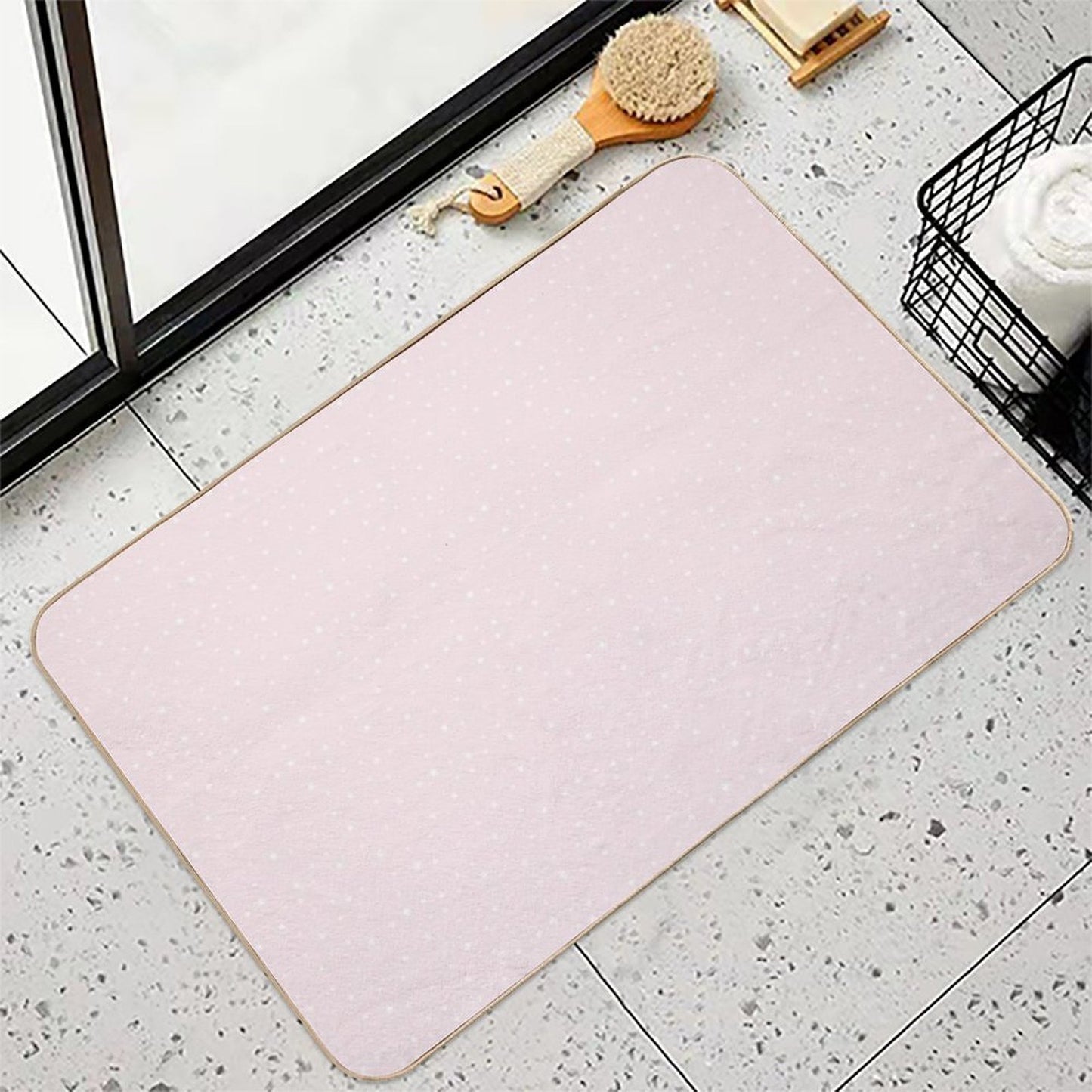 Pink And White Stars  Eco-Friendly Bath Mat