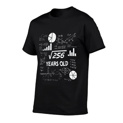 16th Birthday Square Root of 256 Math 16 Years Old Birthday  Rolled Sleeves T-Shirt