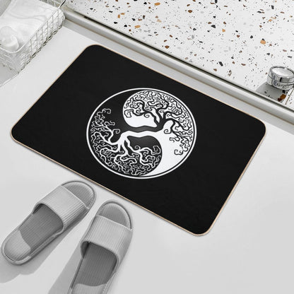 White And Black Tree of Life Yin Yang  Versatile Bath Mat