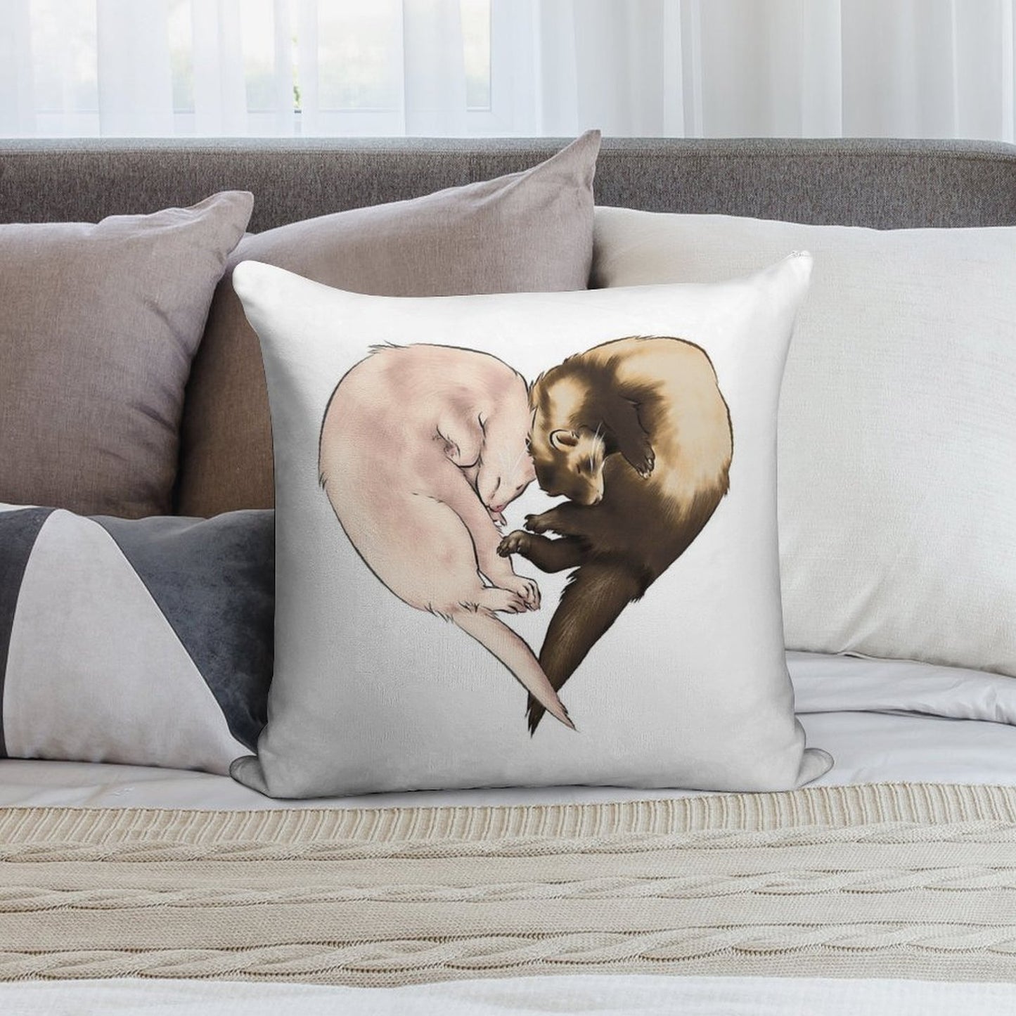 Ferret Love Soft High-Density Material Throw Pillow