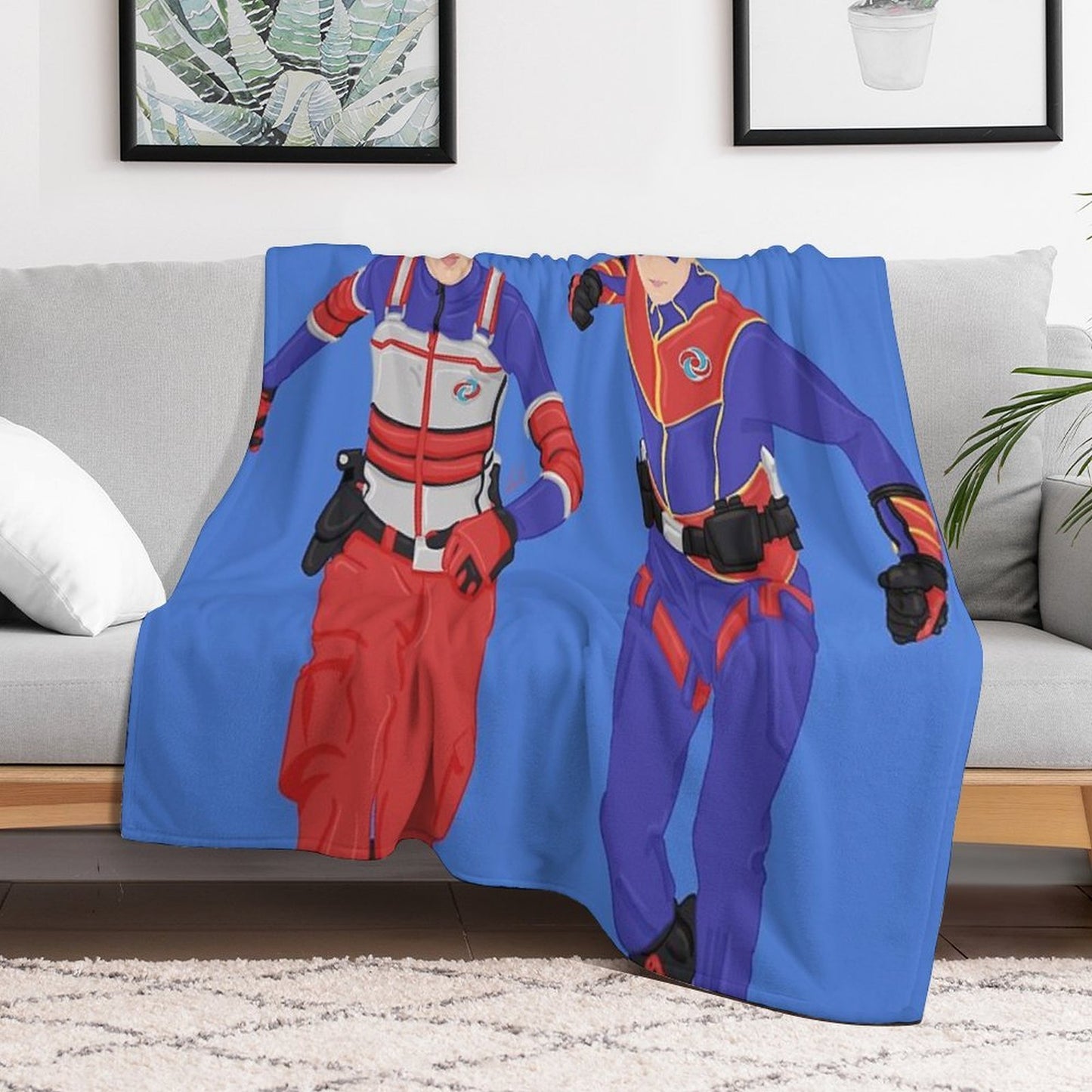 Captain Man And Kid Danger - Heroic Digital Eco-conscious Throw Blanket