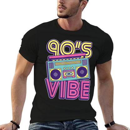 90s Vibe 1990s Music Lover Nineties Costume Party Retro 90s  Fade-proof Color T-Shirt