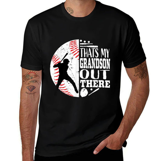 Thats My Grandson Out There Baseball Grandma Grandpa Graphic  Rolled Sleeves T-Shirt