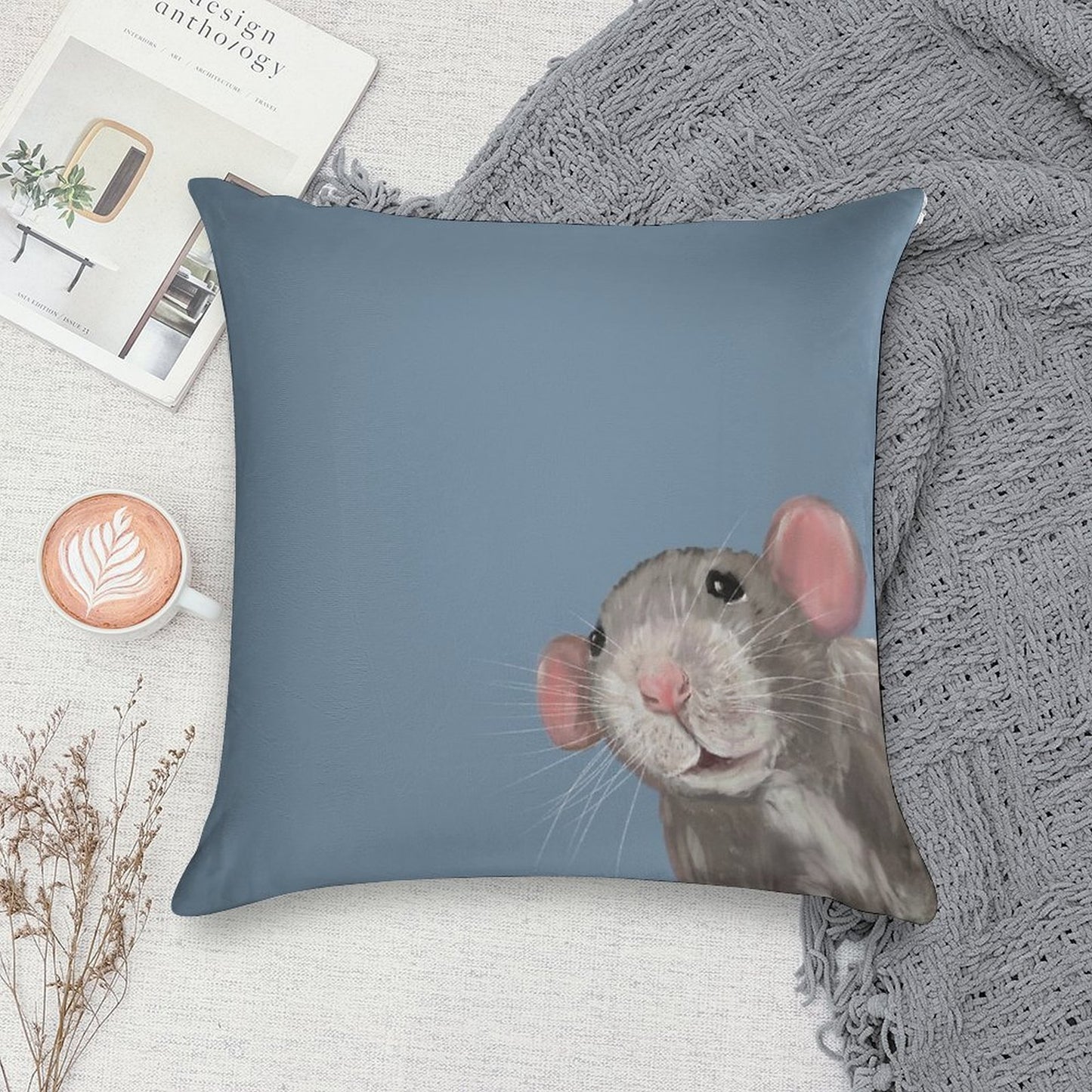 The Peeking Rat Soft Gift Ready Throw Pillow