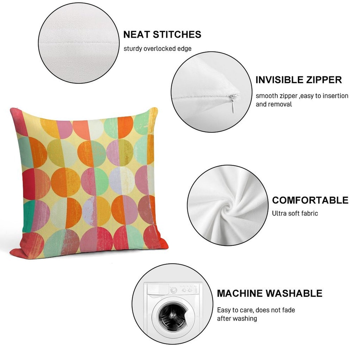Sunrise Soft Short Plush Fabric Throw Pillow