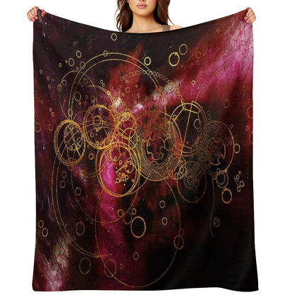 ClockWork Writing Red Compact Throw Blanket