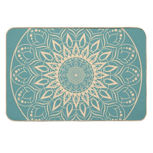 Turquoise And Yellow Mandala III  Odorless Bath Mat