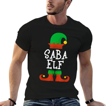 Family Im The Saba Elf Christmas Matching Pajama Funny  Graphic-printed T-Shirt