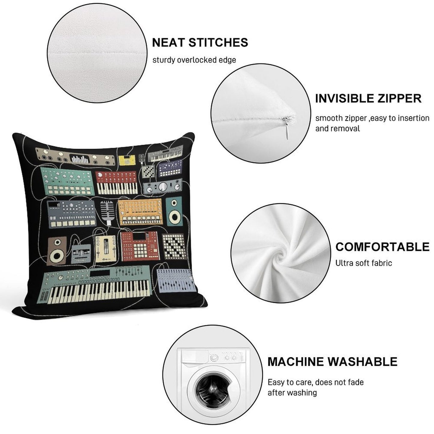 Electronic Musician Synthesizer And Drum Machine Dj Soft Easy Maintenance Throw Pillow