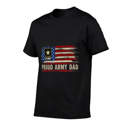 Vintage Proud Army Dad American Veteran Gift  Summer-ready Fabric T-Shirt