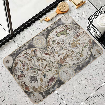 Vintage Celestial Star Map  Easy Maintenance Bath Mat