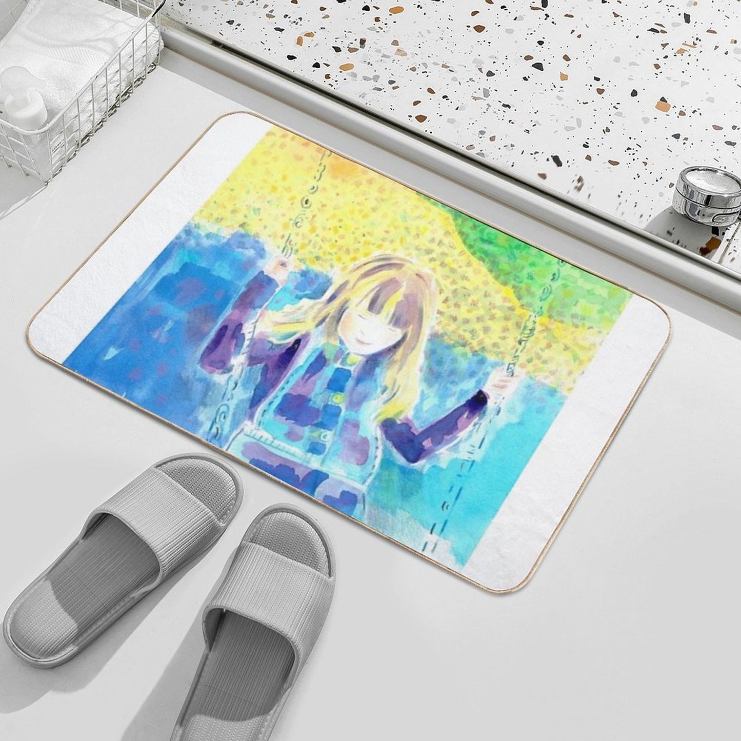 Happy Swinging in The Sunshine.  Non-Slip Bath Mat