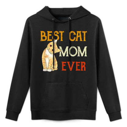 Vintage Cat Best Cat Mom Ever Meow with My Cat Funny Kitty for Men Women Adjustable Hood Hoodie