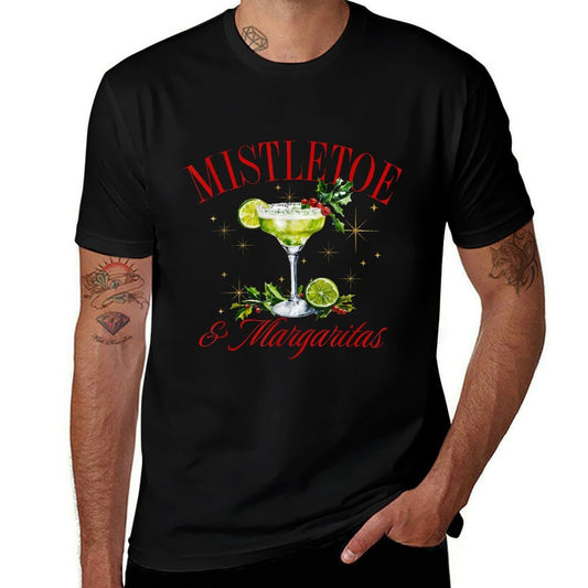 Mistletoe And Margaritas Christmas Xmas Drinking Women Men  Tagless Design T-Shirt