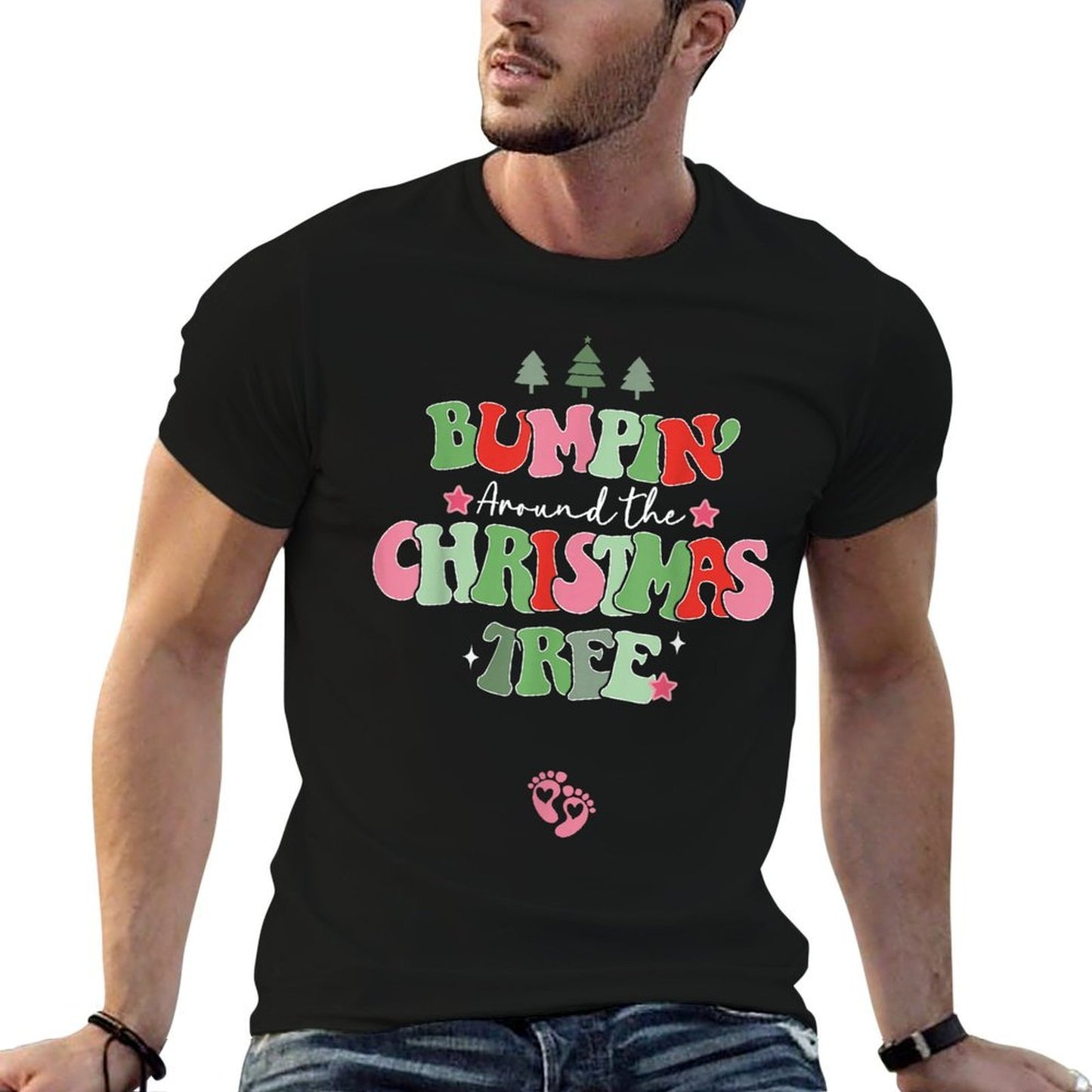 Bumping Around The Christmas Tree Christmas Pregnancy  High-quality Stitching T-Shirt