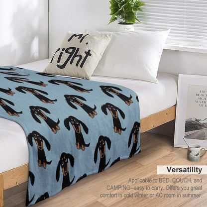 Longhaired Dachshund Black And Tan Puppy Dog Wrinkle-free Throw Blanket
