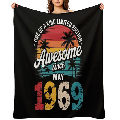 56 Years Old Vintage May 1969 56th Birthday Machine-washable Throw Blanket