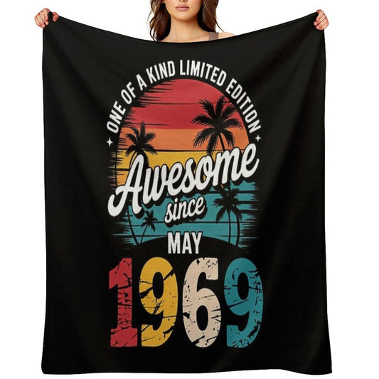 56 Years Old Vintage May 1969 56th Birthday Machine-washable Throw Blanket