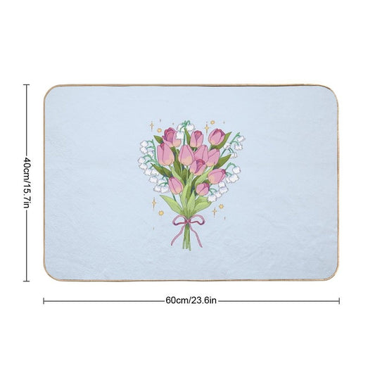 Spring Tulips & Lilly of The Valley  Repositionable Bath Mat