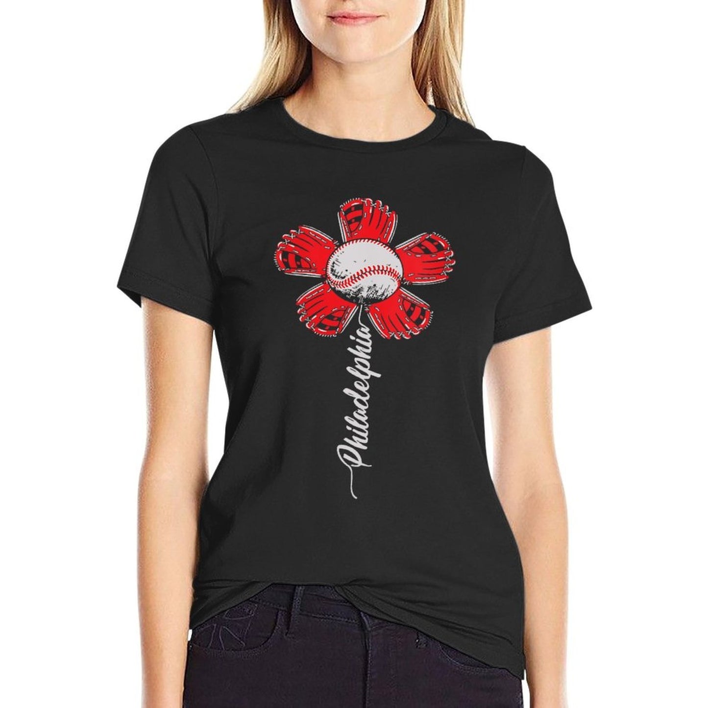 Womens Philadelphia Vibrant Baseball Flower Special Keepsake Item  Classic T-Shirt