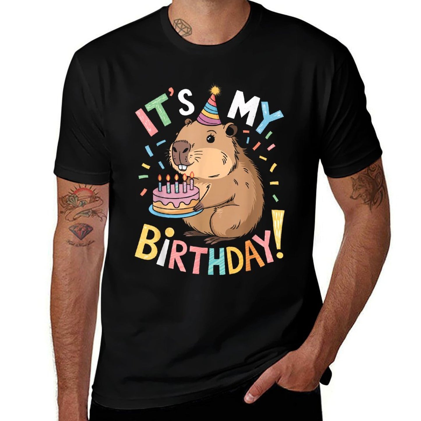 It's My Birthday Funny Capybara Bday Party Boys Girls Kids  Versatile T-Shirt