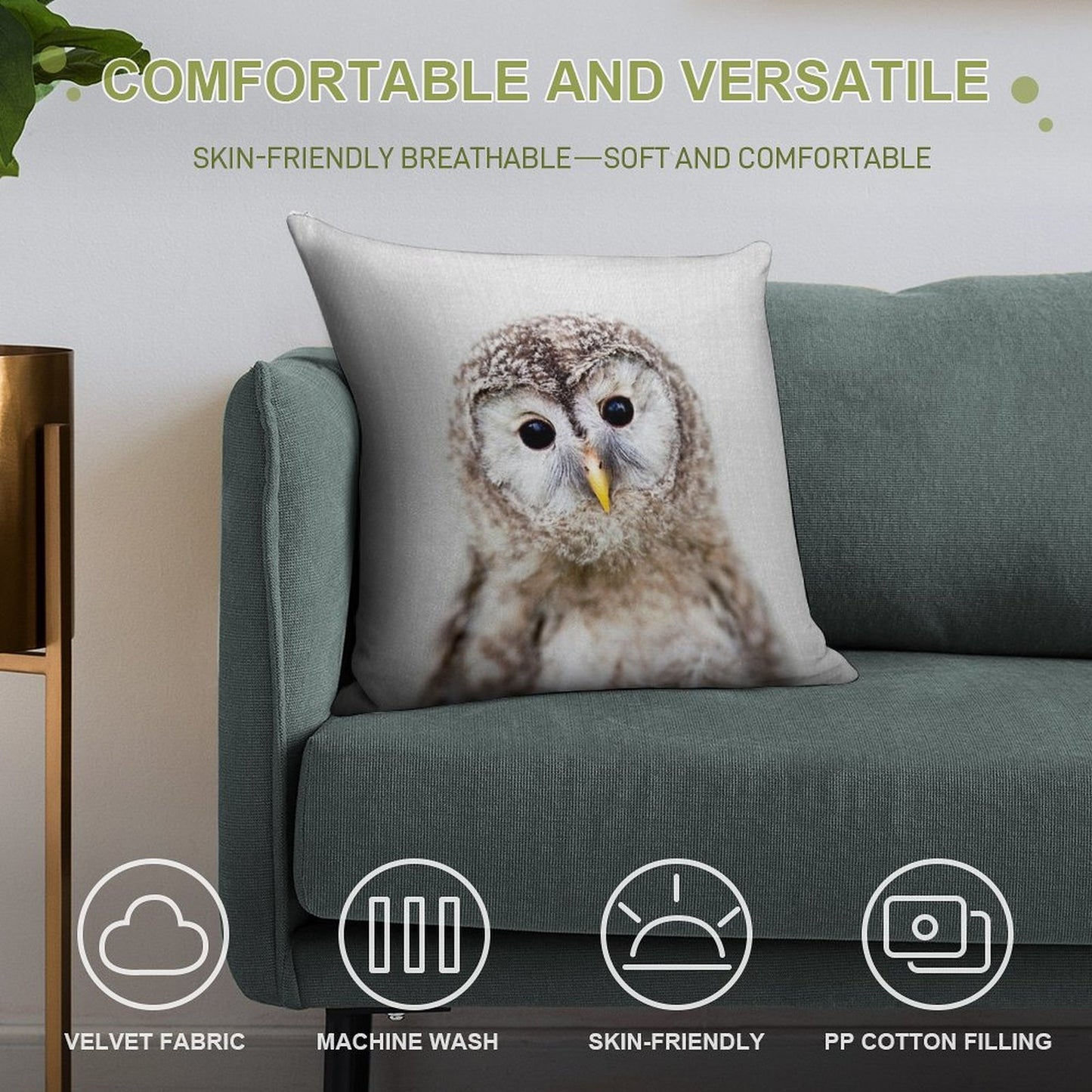 Baby Owl - Colorful Soft Ultra-Soft Texture Throw Pillow