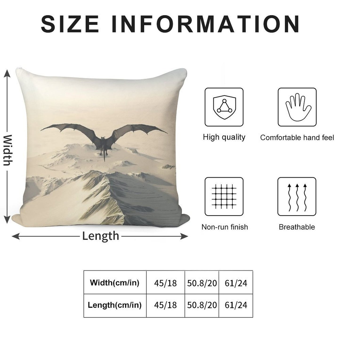 Grey Dragon Flight Over Snowy Mountains Soft Multiple Sizes Throw Pillow